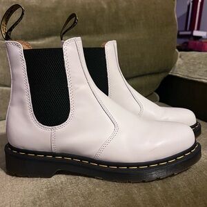 Dr. Martens White Leather Chelsea Boots Slip-On Size US 9 Women